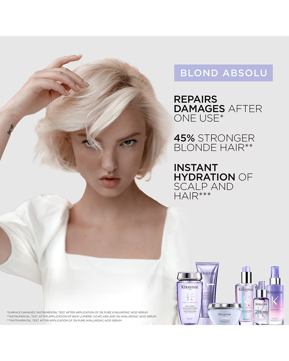 KÉRASTASE BLOND ABSOLU KONCENTRIRANI SERUM 2% HIJALURONSKE KISELINE HIDRATANTNI, OBNAVLJAJUĆI SERUM ZA VLASIŠTE I PLAVU KOSU