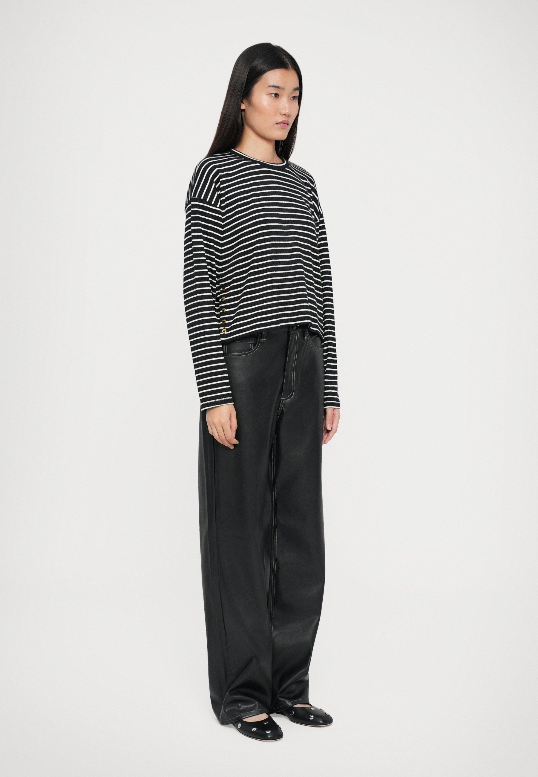 Rag & Bone STRIPE CREWNECK - Sweter - czarny