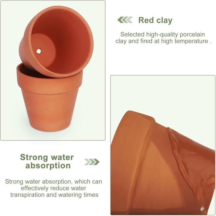 Macetas de terracota - 40 unidades - Terracota roja - con orificios de drenaje - Macetas - Jardineras