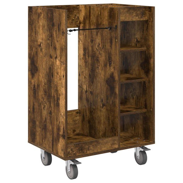 Modern golf locker - vidaXL - Smoked oak - 65x45x98 cm - Large storage space - 4 wheels - Metal frame