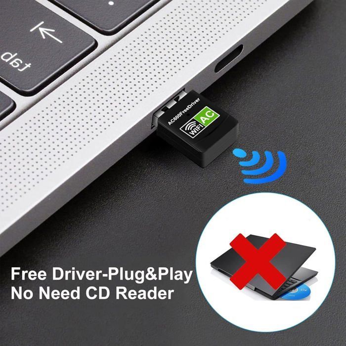 Adattatore KAL-WiFi AC600 Mbps, mini adattatore USB dual band 2.4GHz/5GHz, compatibile con Windows 11/10/8.1/8/7, senza driver