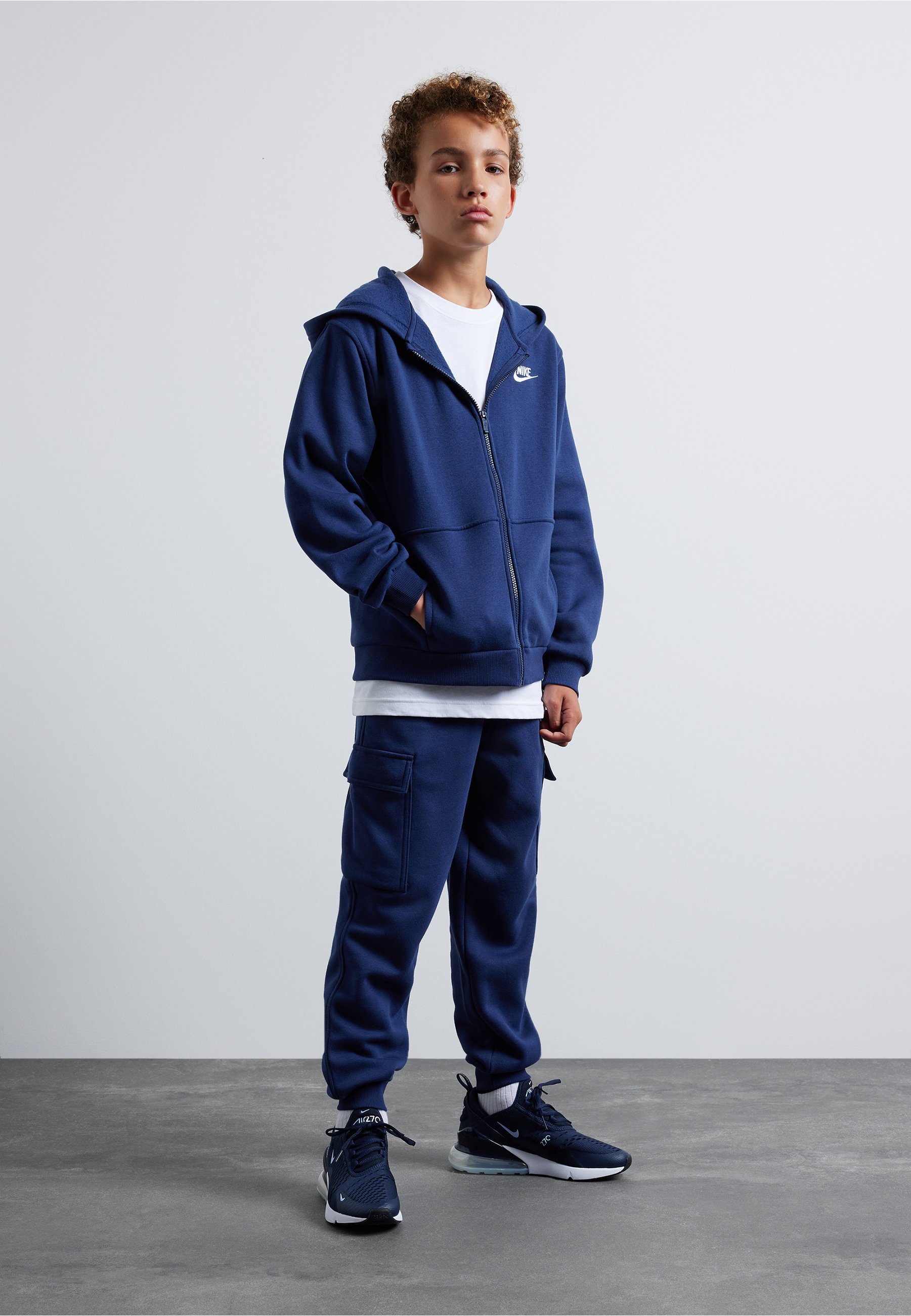 Nike Sportswear SPORTSWEAR CLUB FLEECE UNISEX - Sweatshirt met rits - middernachtblauw/wit