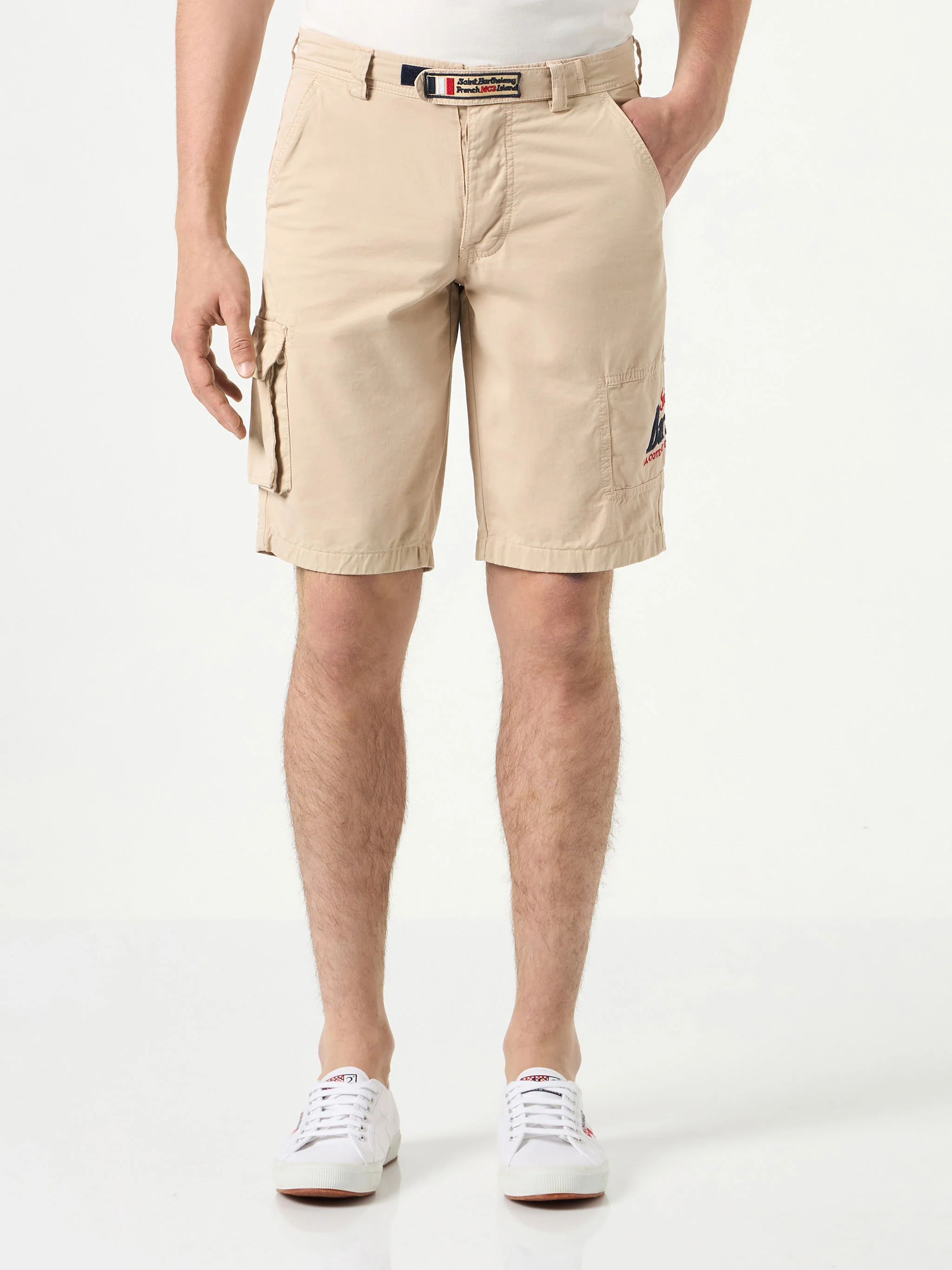 Beige cargo bermudashorts met zakken