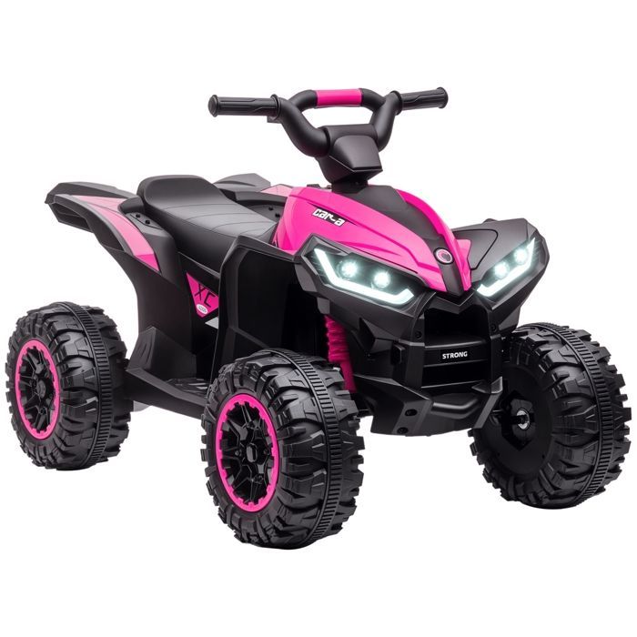 Quad eléctrico infantil - HOMCOM - 12V, 2 motores, 2 velocidades (3-6 km/h), faros LED, claxon, asiento ergonómico - Rosa