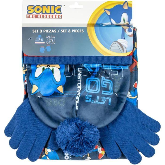 Set di accessori invernali - CERDA - Sonic - Berretto con pon-pon - Scaldacollo - Guanti coordinati
