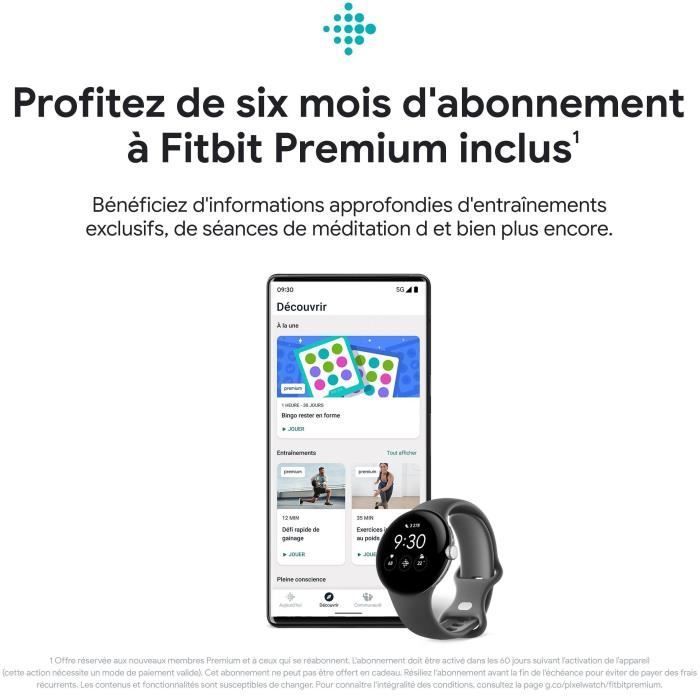 Montre connectée GOOGLE Pixel Watch - 41 mm - Noir mat Actif - Bracelet Obsidian