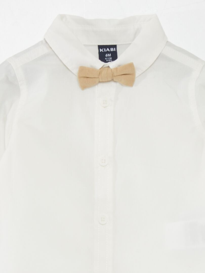 Shirt + broek + vest + vlinderdas - 3-delige set - BEIGE