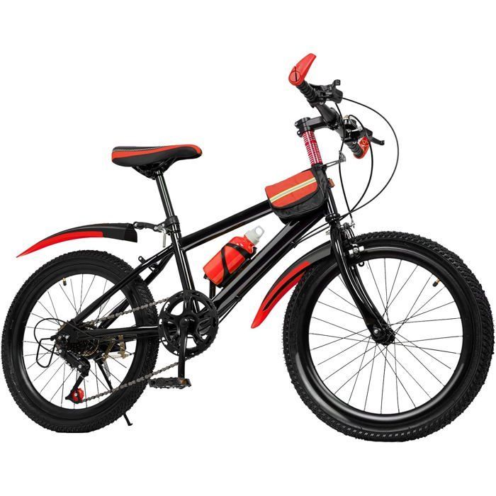 Bicicletta per bambini da 20 pollici, bici scolastica, 6 velocità, mountain bike verde, bici per ragazzi e ragazze, mountain bike rossa