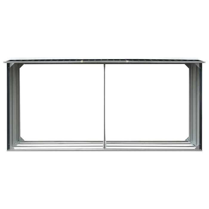 Abri de stockage à bois - vidaXL - Acier galvanisé - 330x92x153 cm - Anthracite - Toit incliné