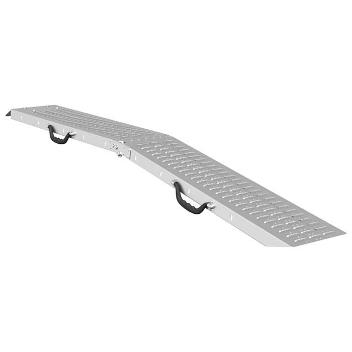 Rampa de carga de acero galvanizado - vidaXL - Plata - 185 x 22,5 x 4,5 cm - Plegable - Antideslizante - 200 kg por unidad