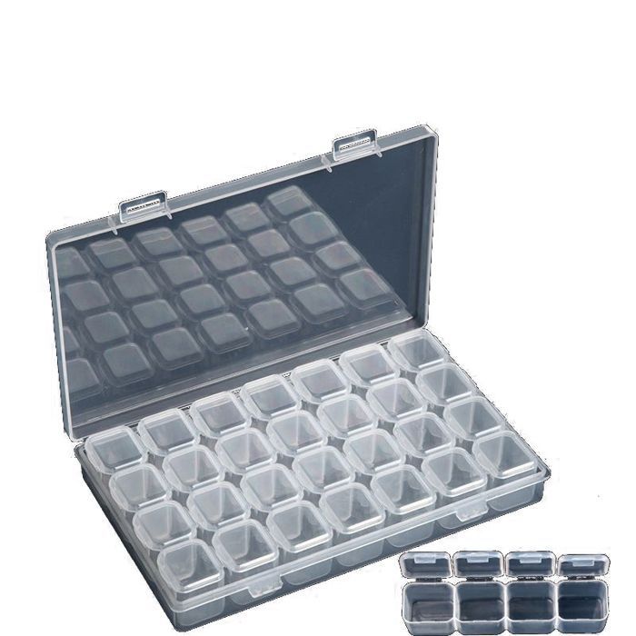 Caja de almacenamiento transparente INF con 28 compartimentos