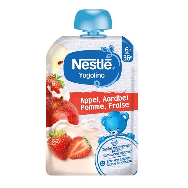 Nestlé 6M Yogolino obuolių ir braškių skonio spaustukų maišelis<br>100g
