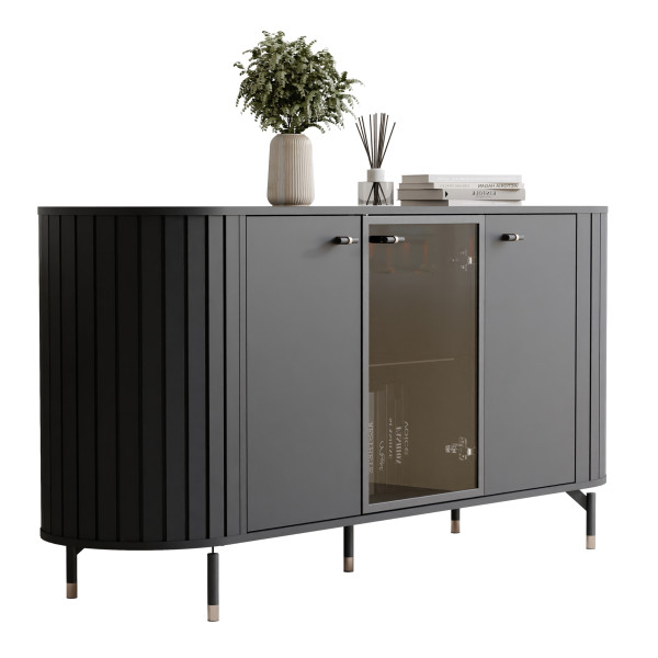Trzydrzwiowa komoda SENTO II 190 cm - czarny