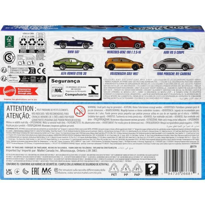 Hot Wheels - Paquete múltiple estilo europeo - Coche pequeño - Para mayores de 3 años - Hot Wheels - JBY79