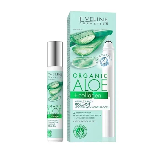 Eveline Cosmetics Organic Aloe   Collagen nawilżający roll-on modelujący kontur oczu 15 ml