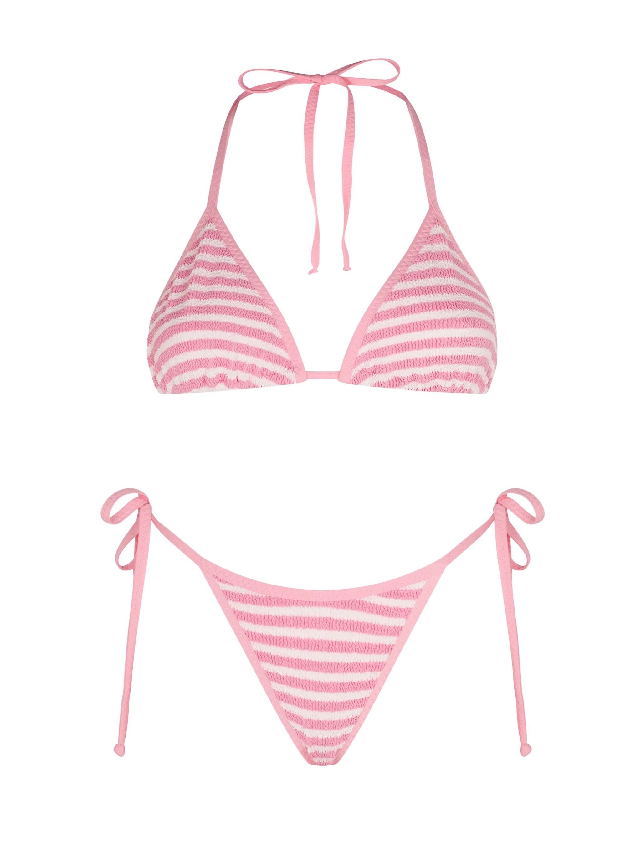 Damesbikini met kreukelpatroon en driehoekige vorm