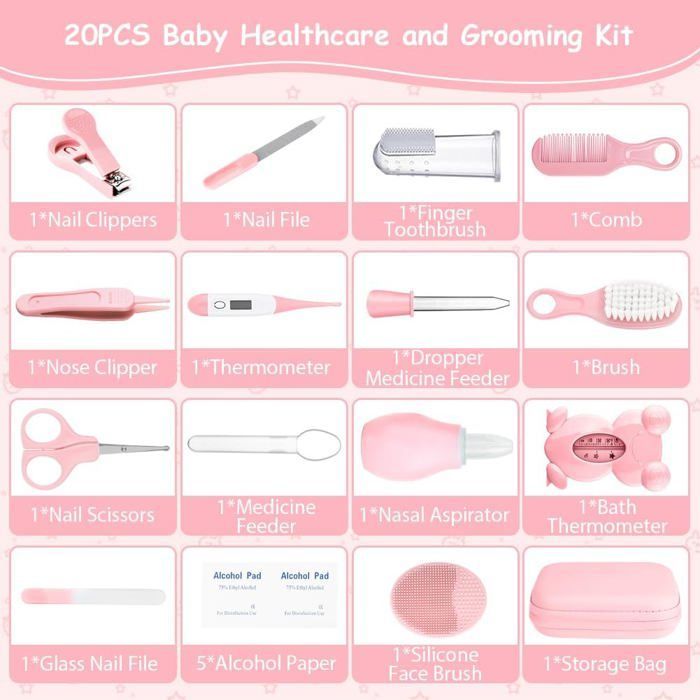 20-Piece Compact Baby Care Kit - Newborn Toiletries for Girls and Boys