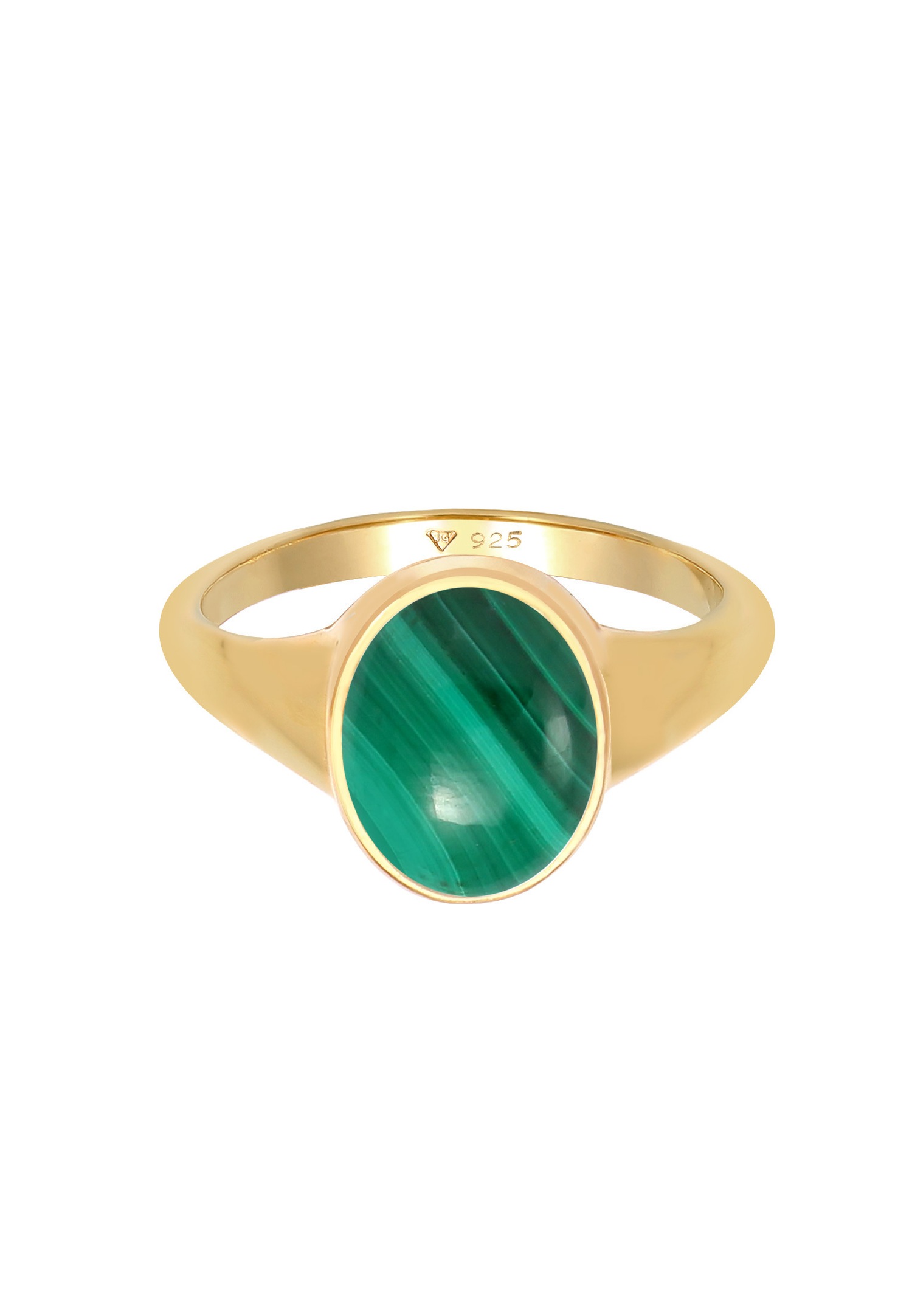 Elli PREMIUM Bague pour dames en argent sterling 925 plaqué or, vert élégant avec malachite
