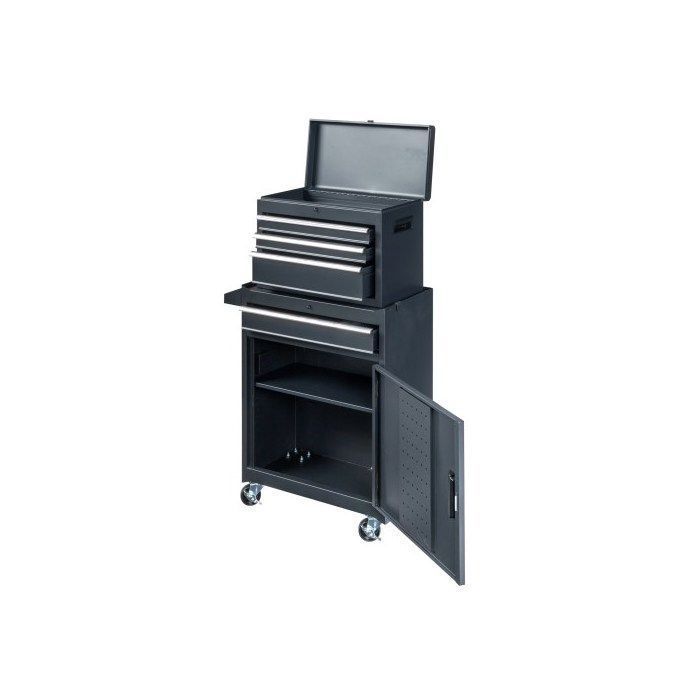 Carro de taller 2 en 1 - ALIGHTUP - Cajones y compartimentos de almacenamiento multicapa, con cerradura y asa - Negro