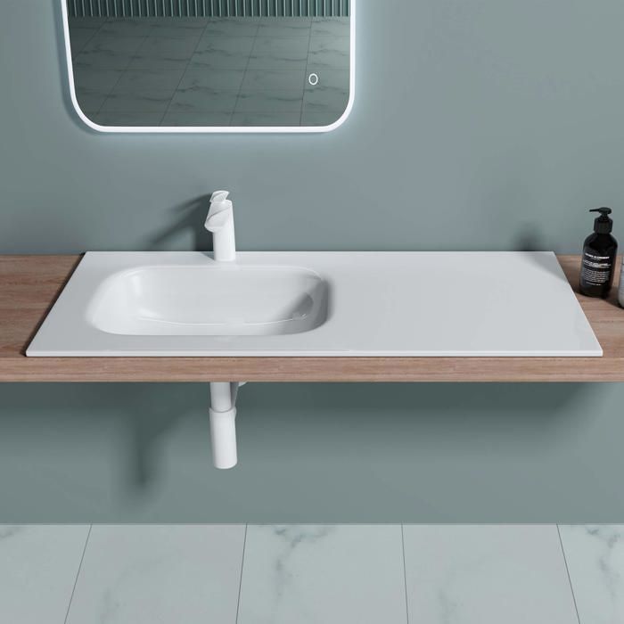 Lavabo empotrado blanco de 100 cm, Doporro Colossum04, 100x48x14 cm