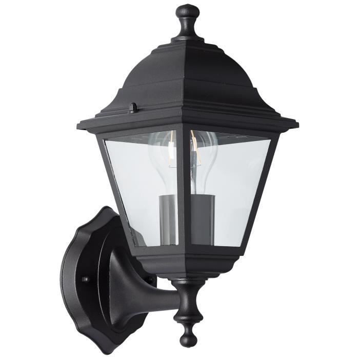 NISSIE Außenwandleuchte nach oben - BRILLIANT - Schwarzes Metall/Glas - E27 1x60W