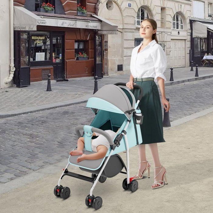 MIPAN Lightweight and Compact Baby Stroller for 0 Months to 3 Years - Foldable - Reclining Backrest - Child's Stroller - Blue