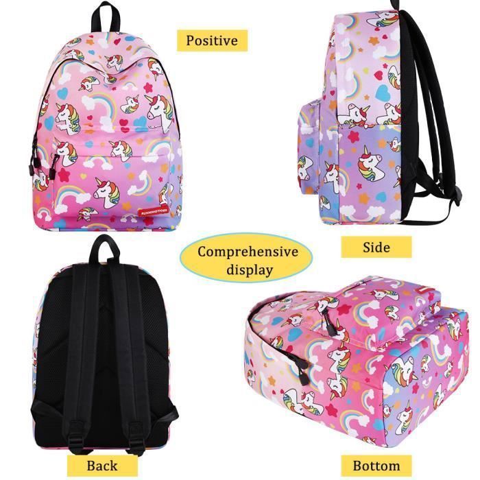 Mochila de unicornio - Mochila escolar - Niñas - Rosa - Poliéster - 38 cm