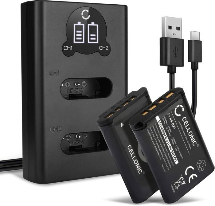 Set de 2 Batteries 1090mAh et Double Chargeur Compatible avec Sony RX100 FDR-X3000 RX1 DSC-HX400V - Accu de Remplacement Appareil