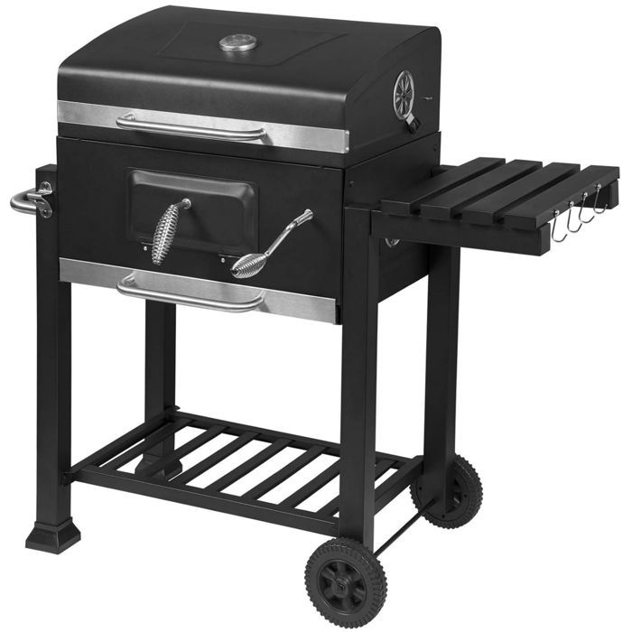WOLTU Barbecue au Charbon de Bois, Barbecue réglable en Hauteur et avec Roues, adapté pour les fêtes en plein air, Noir