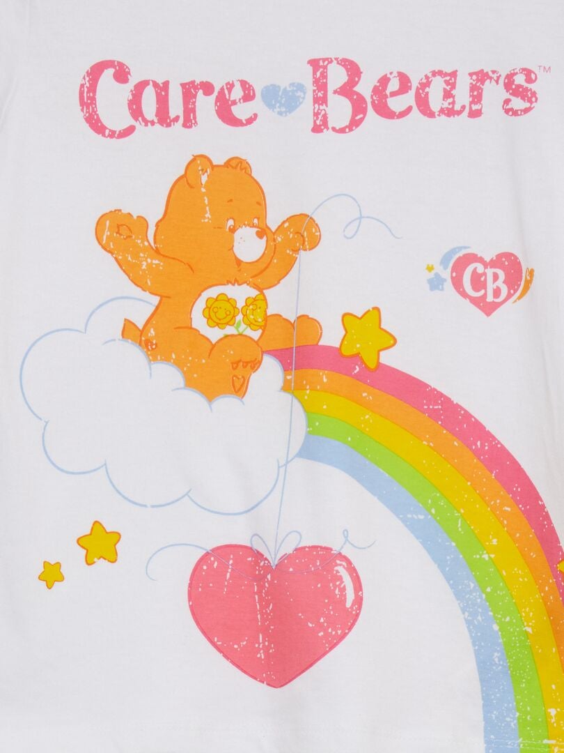 Set pijamale tricou și pantaloni „Ursuleții Grijă” - 2 piese - ALB