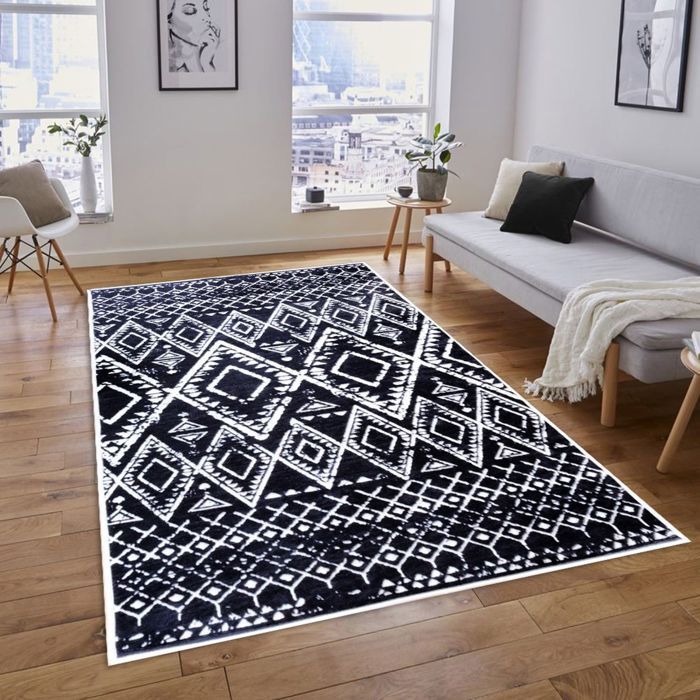 Alfombra - BERBERES - Antracita - 160x230 cm - 100% poliéster - Antideslizante