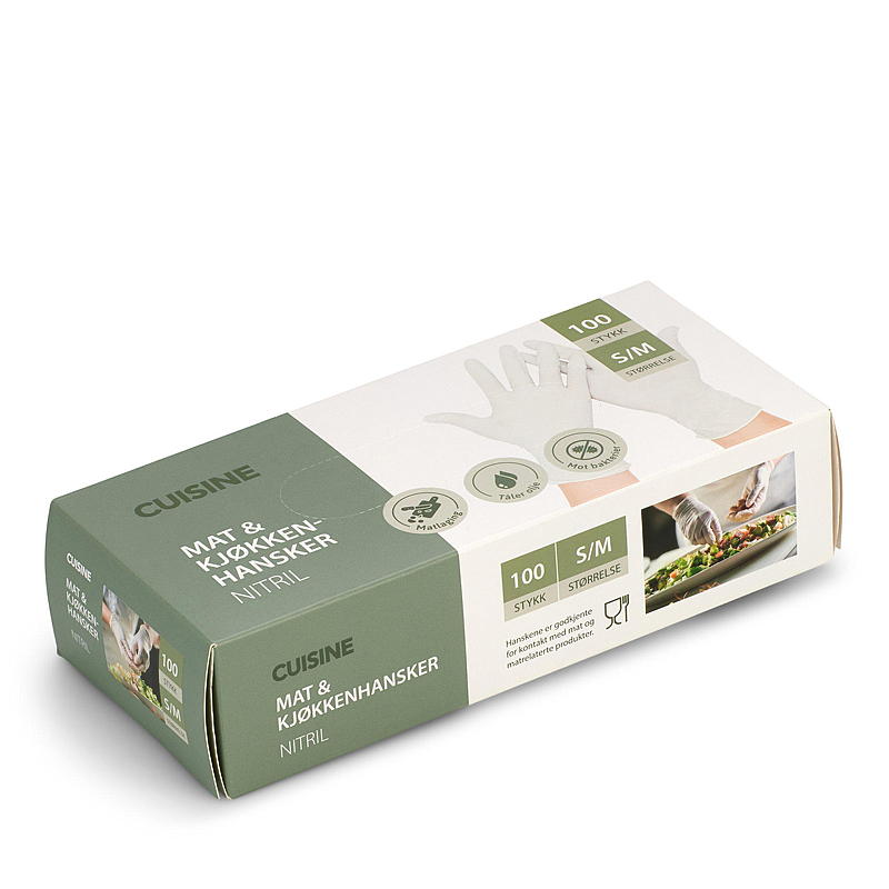 Cuisine engångshandskar 100-pack storlek S/M nitril vita