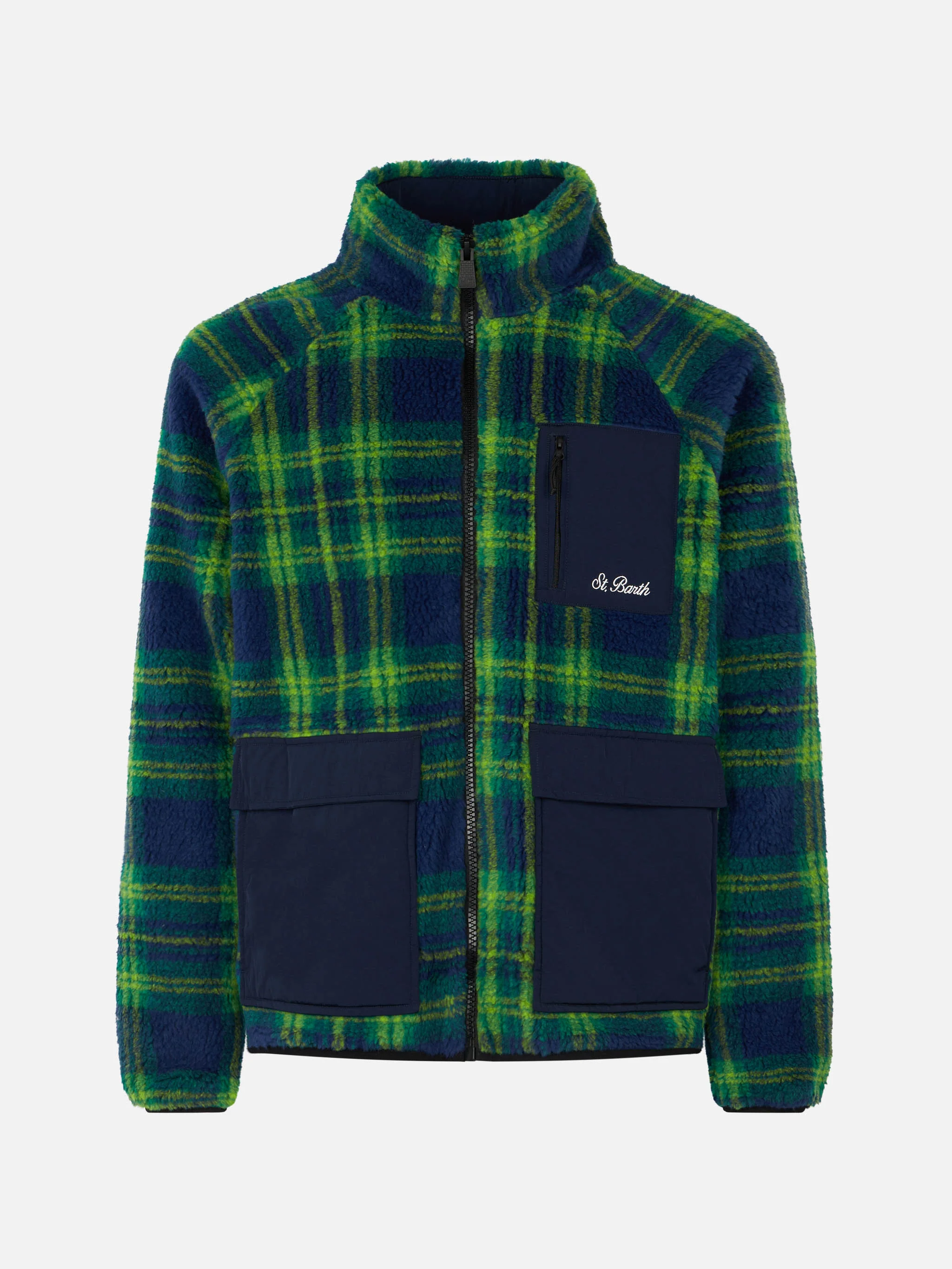 Sherpa-jas voor heren met tartanprint.