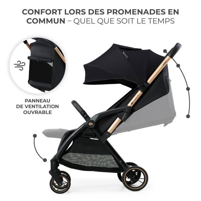 Passeggino Kinderkraft APINO (fino a 22 kg), chiusura automatica, impermeabile, pesa solo 7,5 kg, nero.