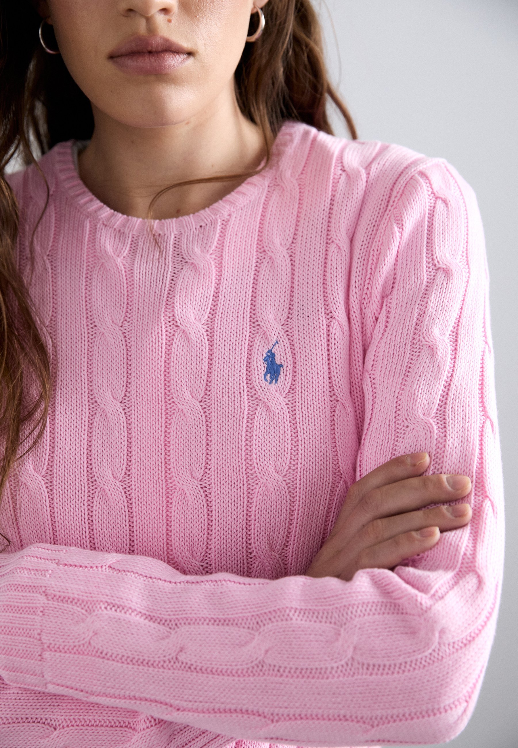 Maglione girocollo in cotone a trecce Polo Ralph Lauren - Maglione - rosa caramello