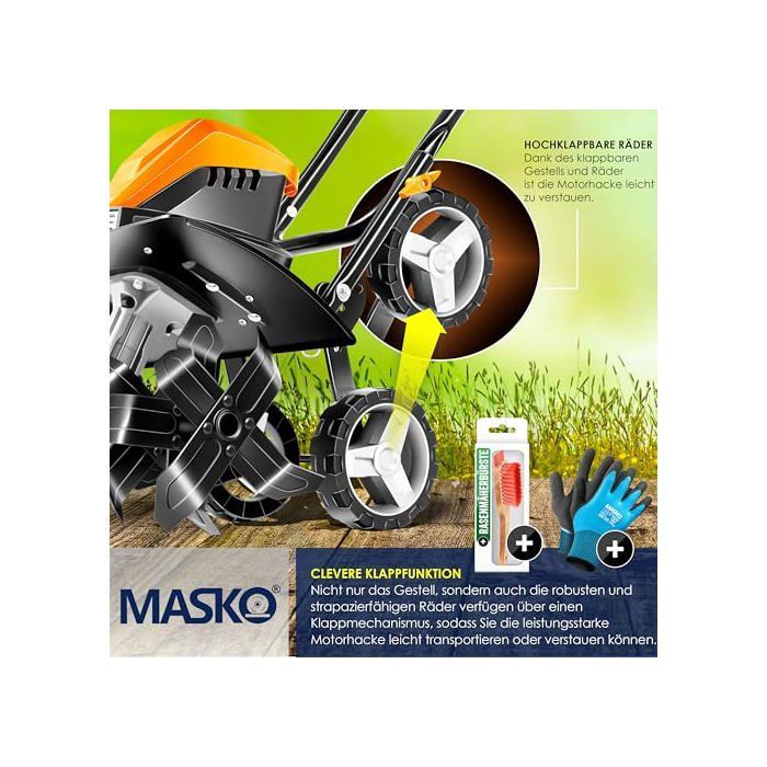 Motobineuse électrique - MASKO - 1500W - 40cm largeur - 20cm profondeur - Orange