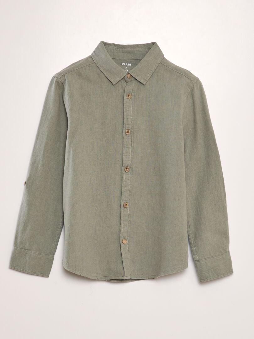Camisa con mangas enrollables - VERDE