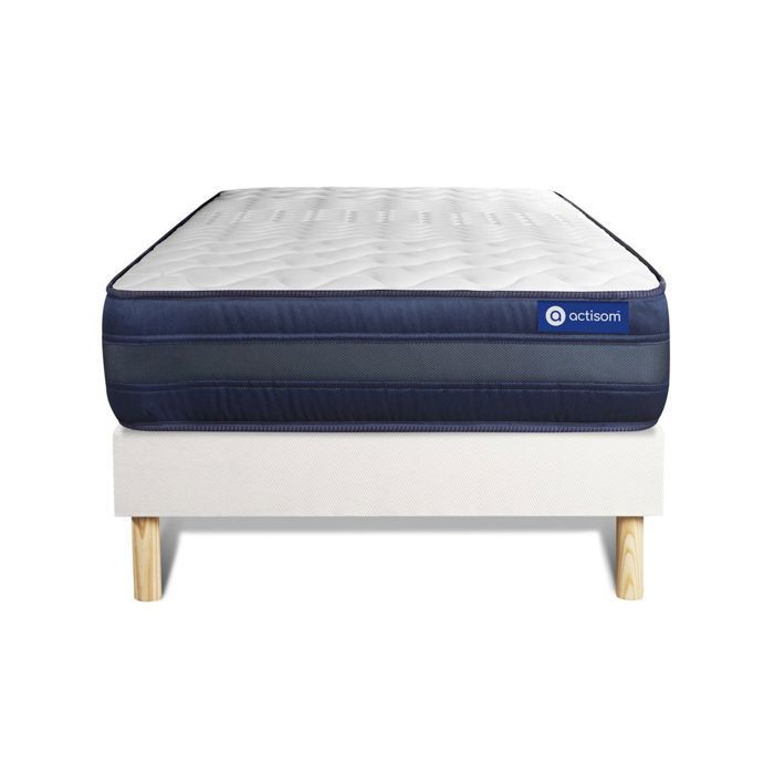 Conjunto de colchón y base de cama de 90x200 cm - Base de cama blanca (requiere montaje) - Actilatex Tech