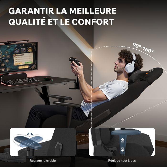 SENSE7 Spellcaster Senshi – Sedia da gaming – Ergonomica – Regolabile in altezza – Portata massima 150 kg/185 cm – Nera e arancione