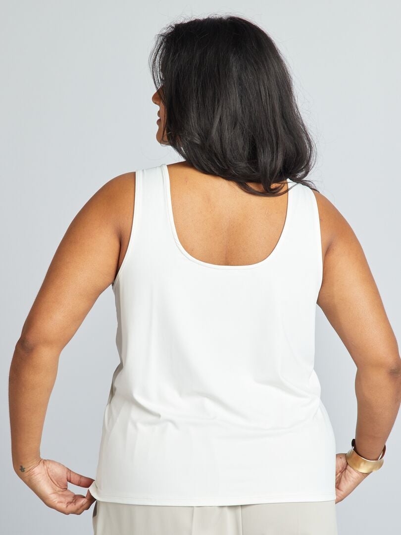 Camiseta sin mangas de microfibra con escote cuadrado - BLANCA