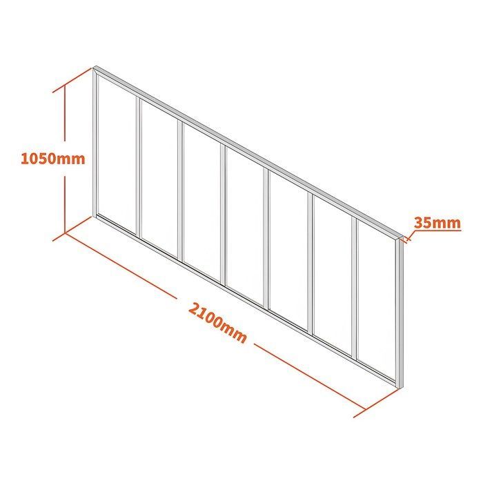 Techo de cristal de aluminio con recubrimiento en polvo, estilo taller - 210x105 cm - Negro - BAYVIEW