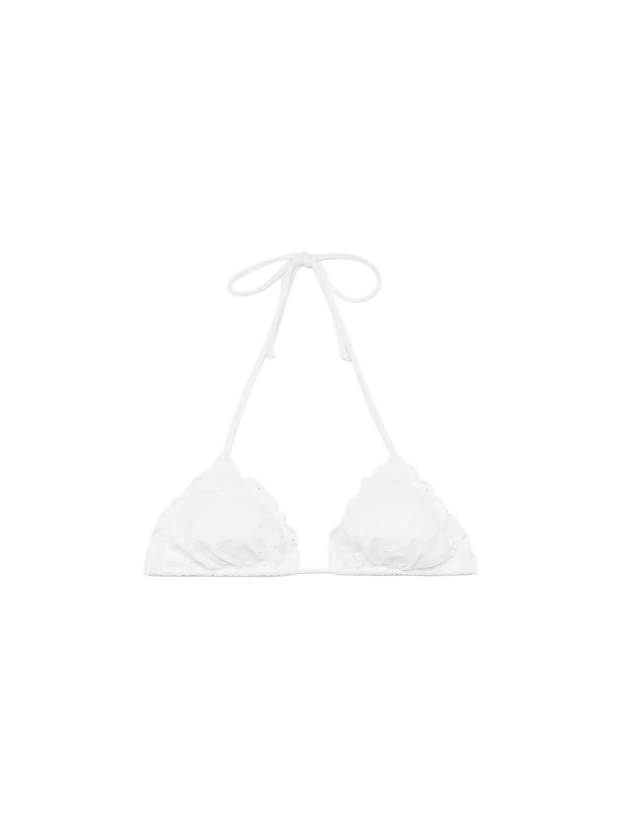 Haut triangle classique Sagittarius en dentelle blanche Sangallo