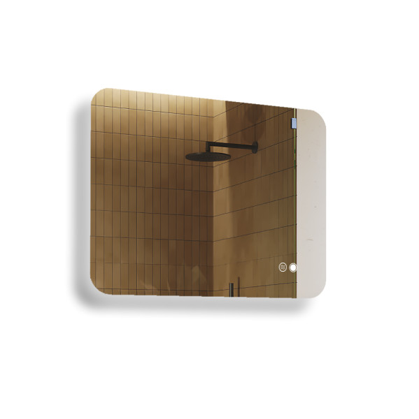 Lustro łazienkowe 80x60cm zaokrąglone - LED Dual, włącznik, mata grzewcza