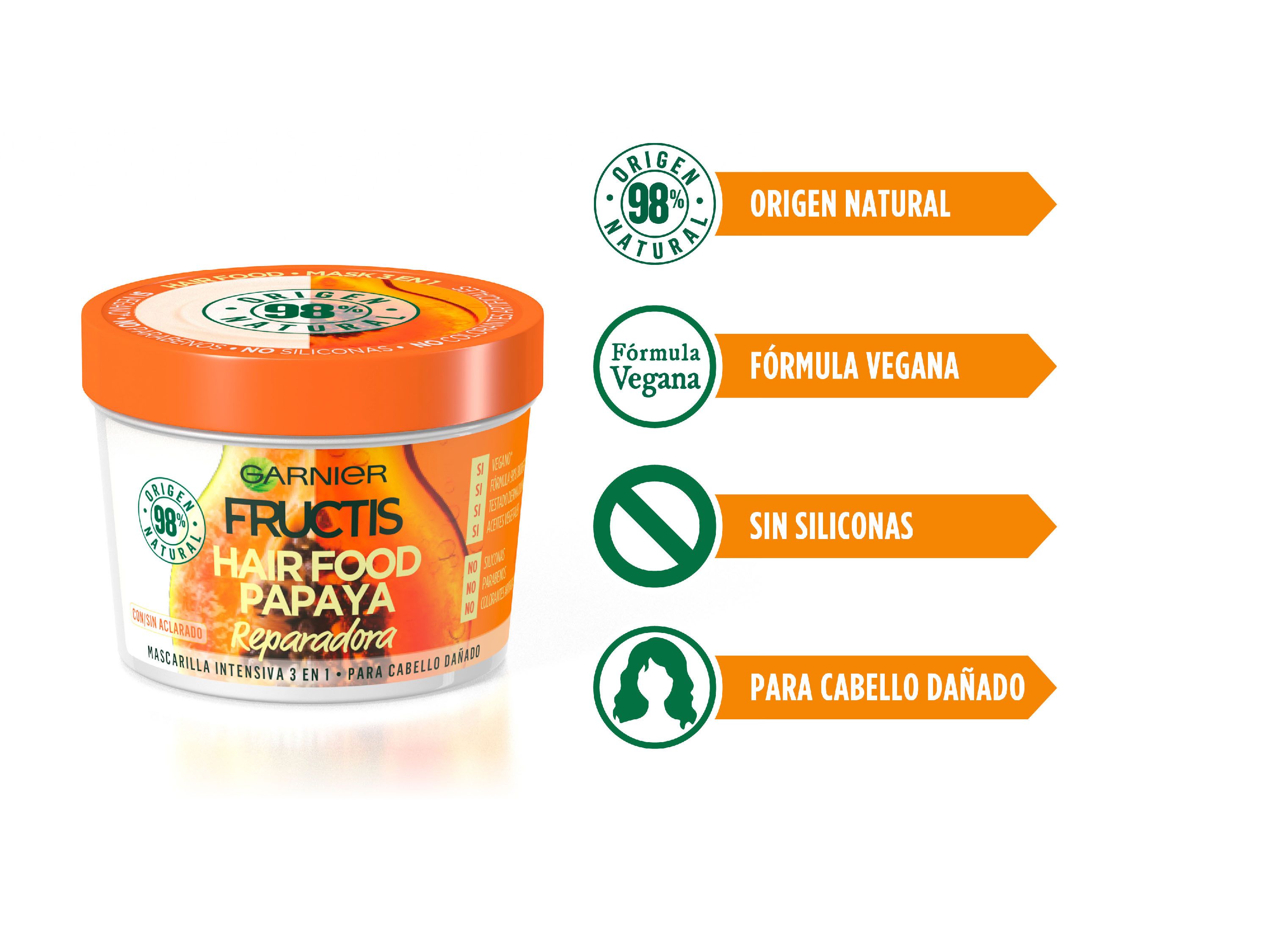 Fructis Hair Food 3-v-1 maska za lase s papajo balzami brez silikona