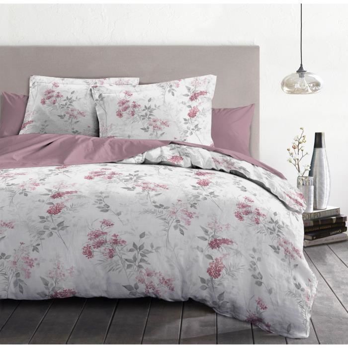 Juego de funda nórdica HOME LINGE PASSION POMPADOUR de 240x260 cm: Funda nórdica + 2 fundas de almohada - 100% algodón, 57 hilos -