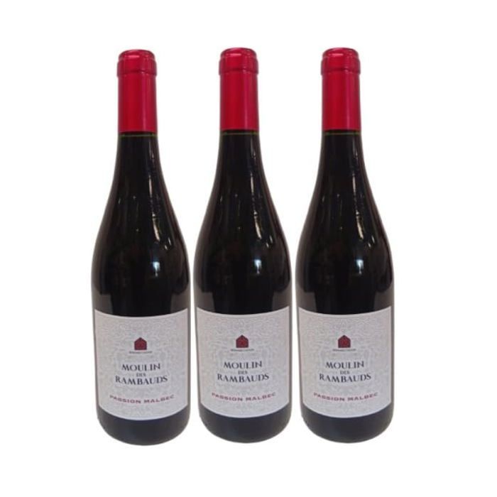 Malbec red wine - Chateaux les Rambauds - IGP 2021 - 3 x 75cl.