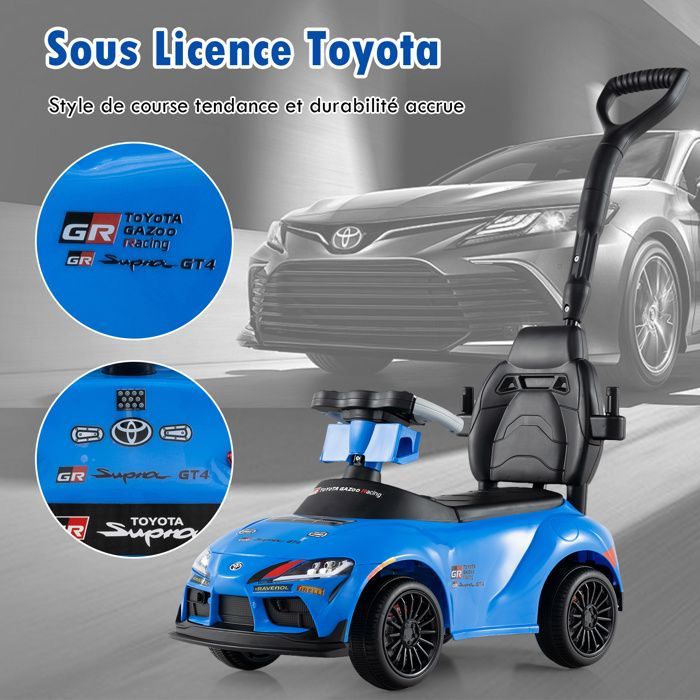 GIANTEX Cochecito Toyota 3 en 1 para niños, ideal para bebés de 1,5 a 5 años, con manillar extraíble, música y capacidad de carga de 20 kg (azul).