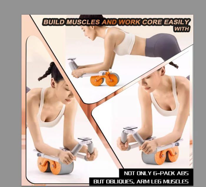 AB Roller, Abdominal Wheel, Automatic Abdominal Wheel with Timer and Training Mat, for Beginners, 4D Plank for Body
