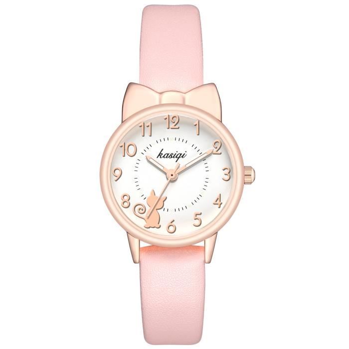 Set regalo orologio e braccialetto da ragazza - Design con simpatico gatto 2021, impermeabile, al quarzo, rosa