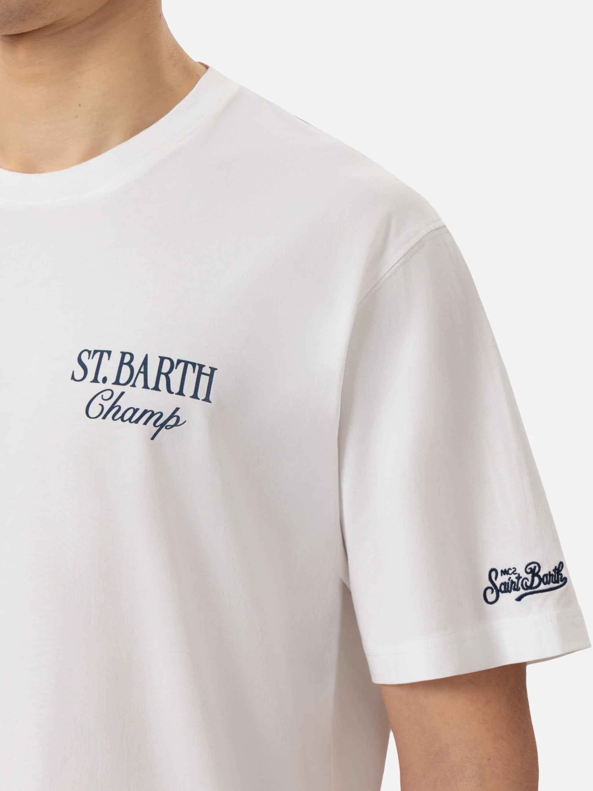 Heren T-shirt van katoen met St. Barth Tennis-print.